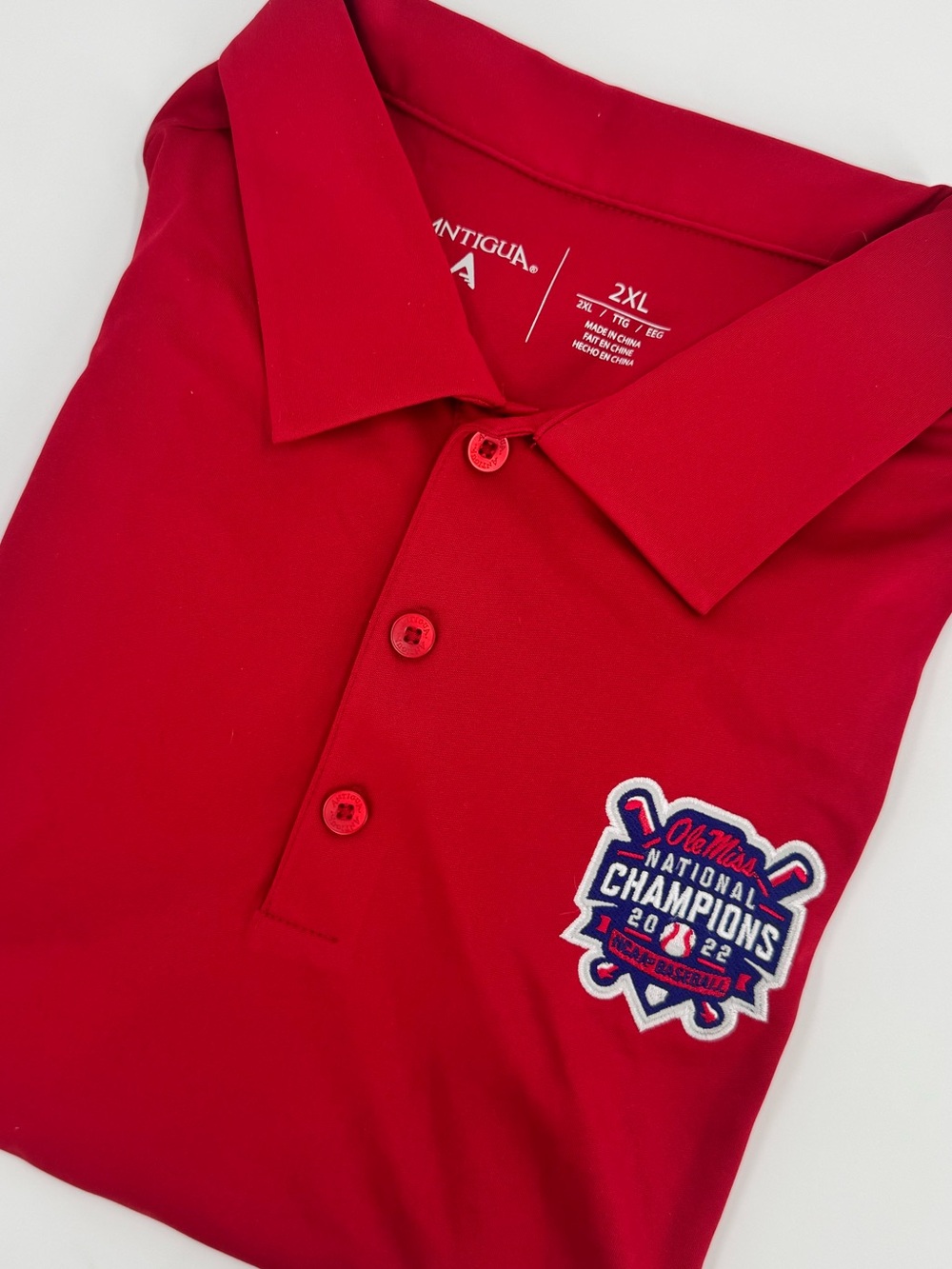Ole Miss Rebels 2022 College World Series Championship Polo -Antigua - XXL -NWOT